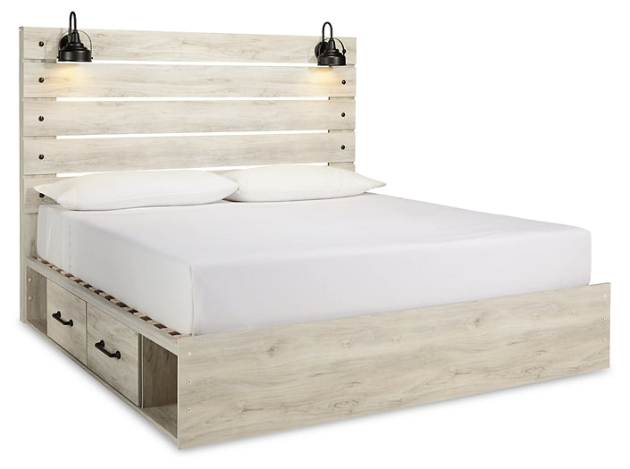Cambeck Panel Bed With 2 Storage Drawers With Mirrored Dresser