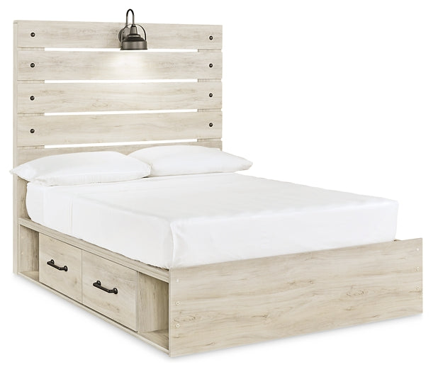Cambeck Panel Bed With 2 Storage Drawers With Mirrored Dresser