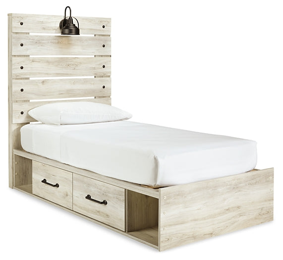 Cambeck Panel Bed With 2 Storage Drawers With Mirrored Dresser