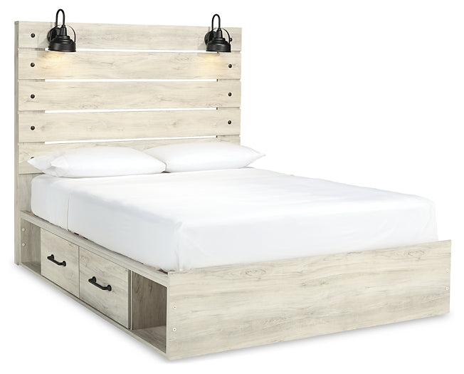 Cambeck Panel Bed With 2 Storage Drawers With Mirrored Dresser