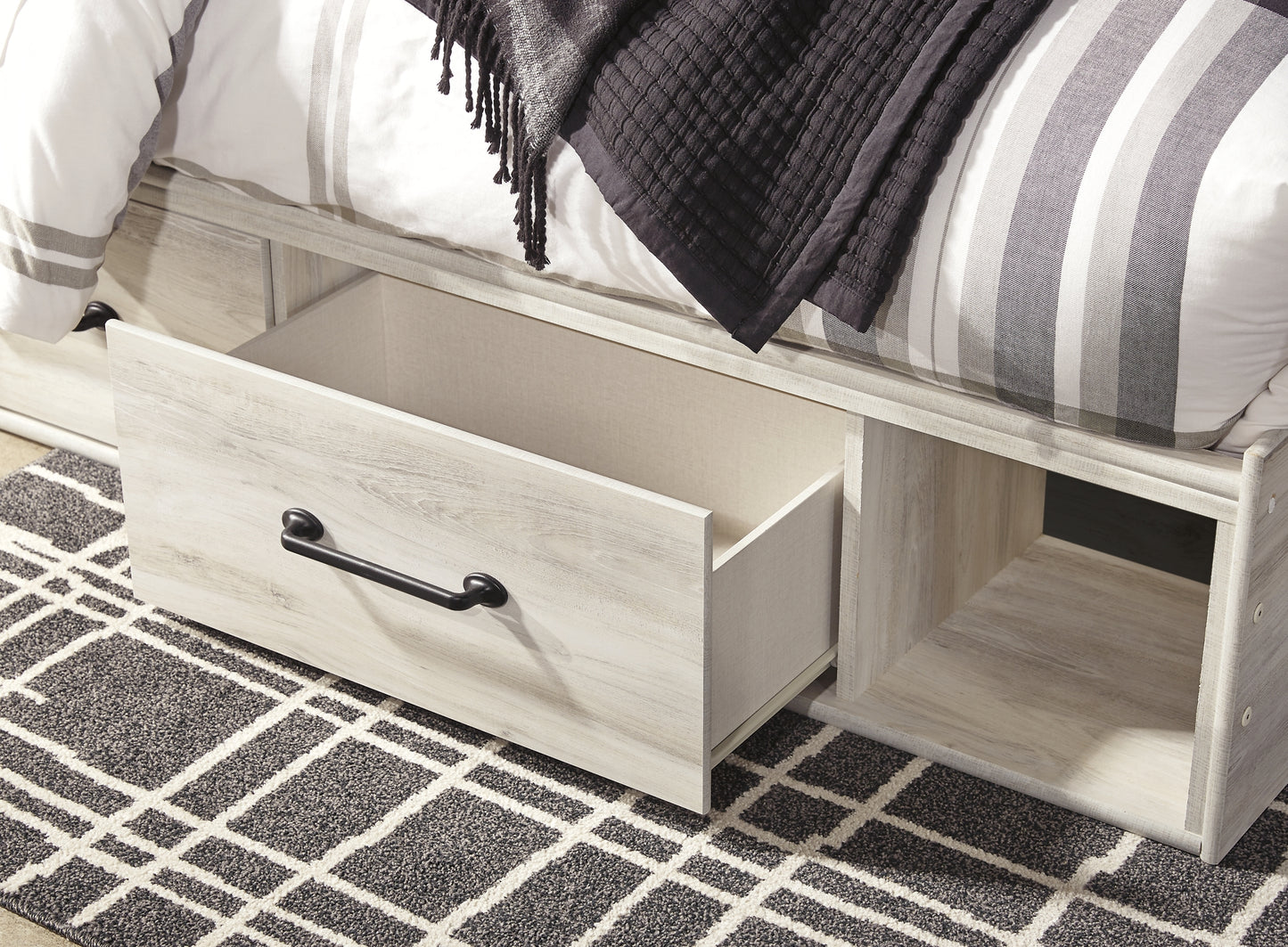 Cambeck Panel Bed With 2 Storage Drawers With Mirrored Dresser