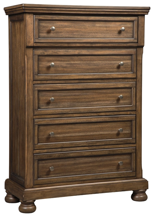 Flynnter Sleigh Bed With 2 Storage Drawers With Mirrored Dresser, Chest And Nightstand