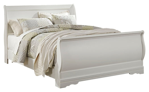 Anarasia Queen Sleigh Bed with Mirrored Dresser, Chest and Nightstand