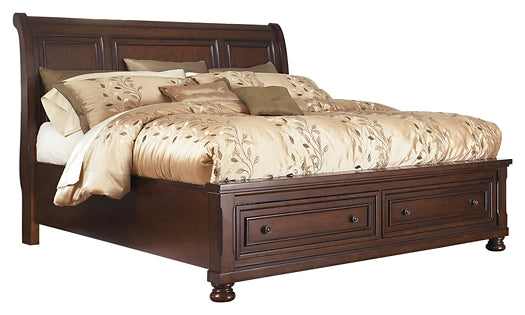 Porter California King Sleigh Bed with Mirrored Dresser and Chest