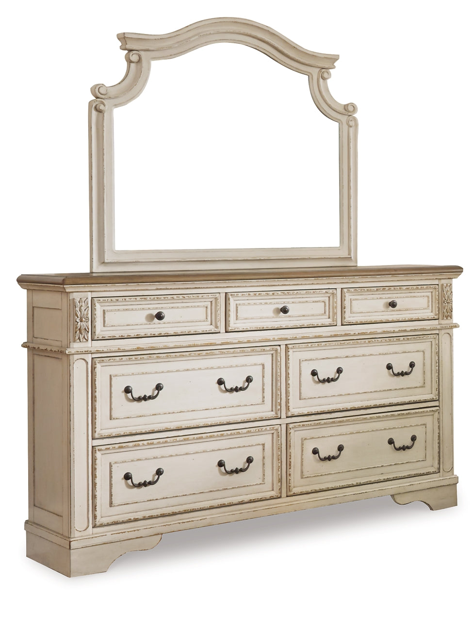 Realyn Queen Sleigh Bed with Mirrored Dresser