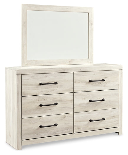 Cambeck Queen Upholstered Panel Bed with Mirrored Dresser, Chest and Nightstand